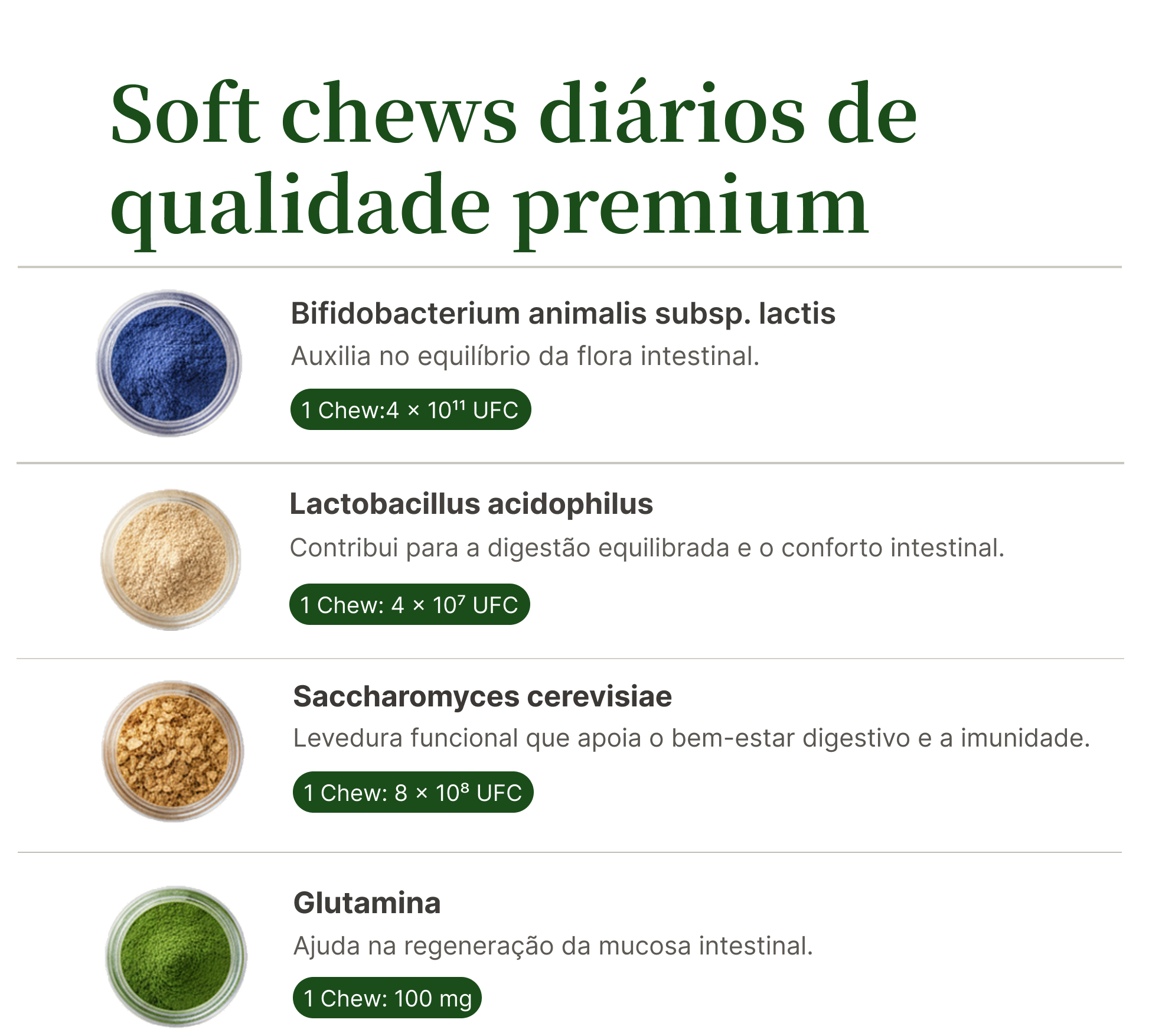 Probióticos para cães – Suplemento alimentar para auxilio flora intestinal & digestão