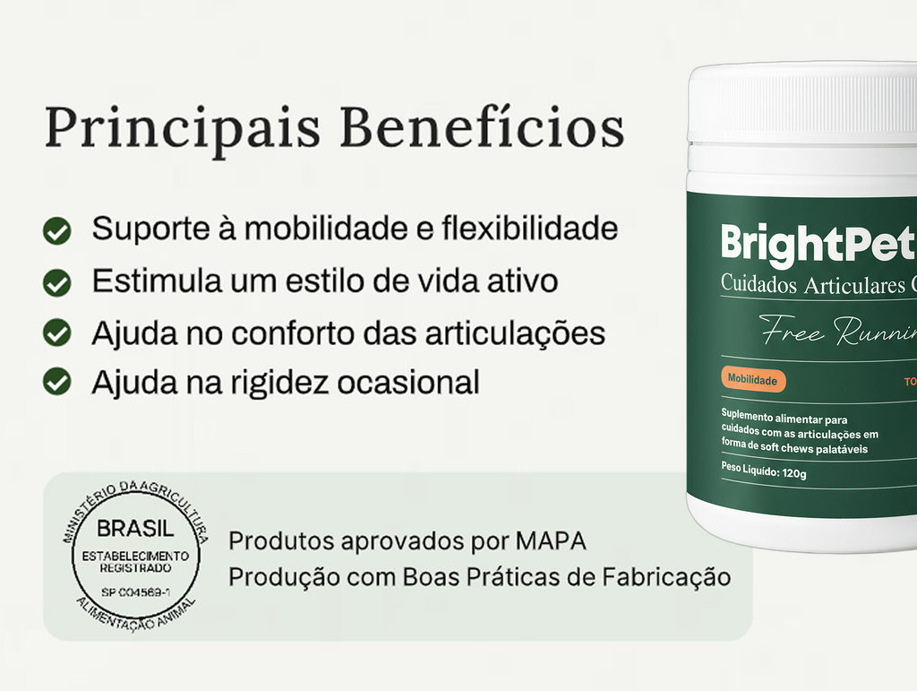 Brightpet Mobilidade: Suplemento Alimentar Para Articulação
