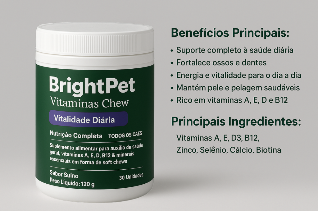 Brightpet Multivitaminas Para Cães A, E, D, B12